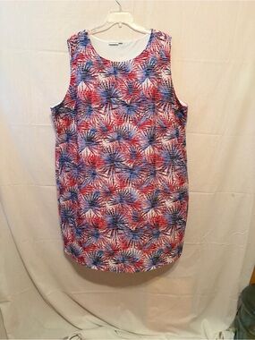Kim Rogers Curvy 2X sleeveless red, white, and blue patriotic shift dress